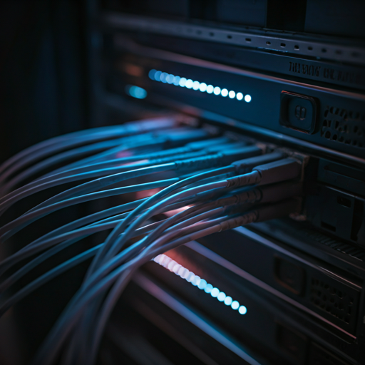 Fibra óptica de alta velocidad en rack de servidores